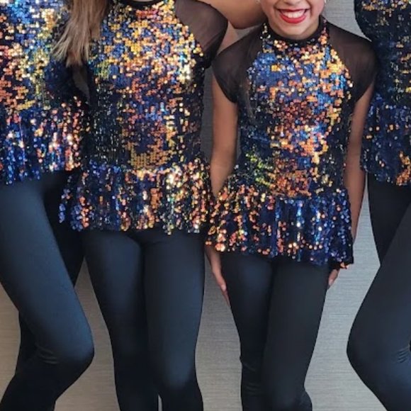 ✨ Weissman Dance Costume "Can’t Stop The Feeling!" Sequin Unitard – Child Medium - Picture 8 of 11